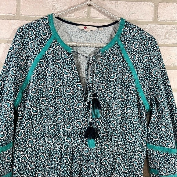 Boden Heidi Jersey Indian Ocean Fringe Dress Size 6 - Picture 7 of 12